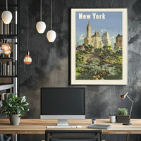 Vintage New York City Skyline - Travel Poster PosterGoat