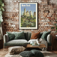 Vintage New York City Skyline - Travel Poster PosterGoat