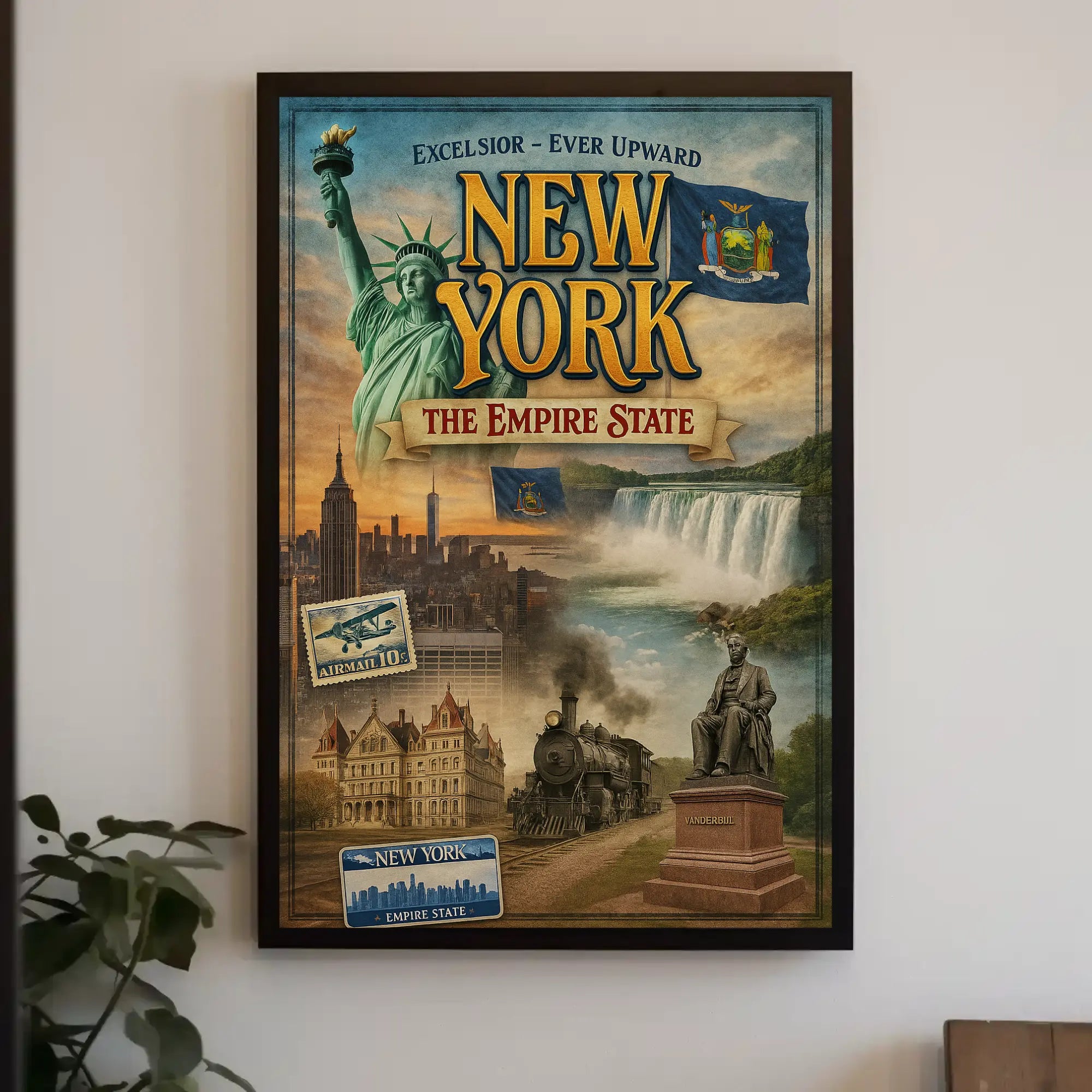 Vintage New York Nostalgia Cultural or Heritage Poster PosterGoat