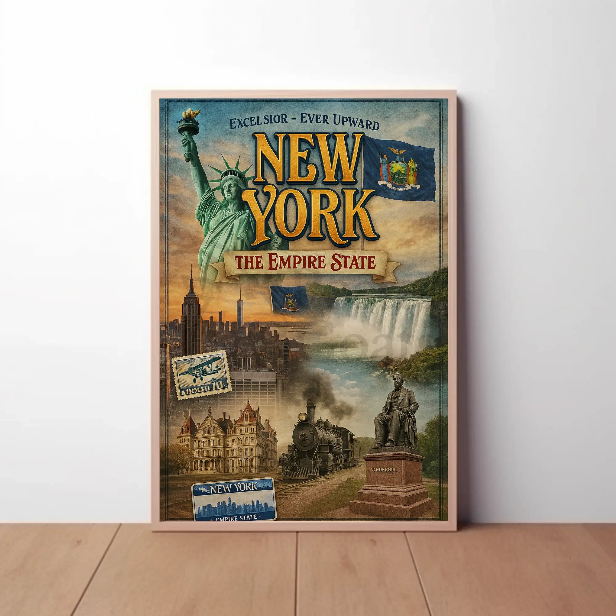 Vintage New York Nostalgia Cultural or Heritage Poster PosterGoat