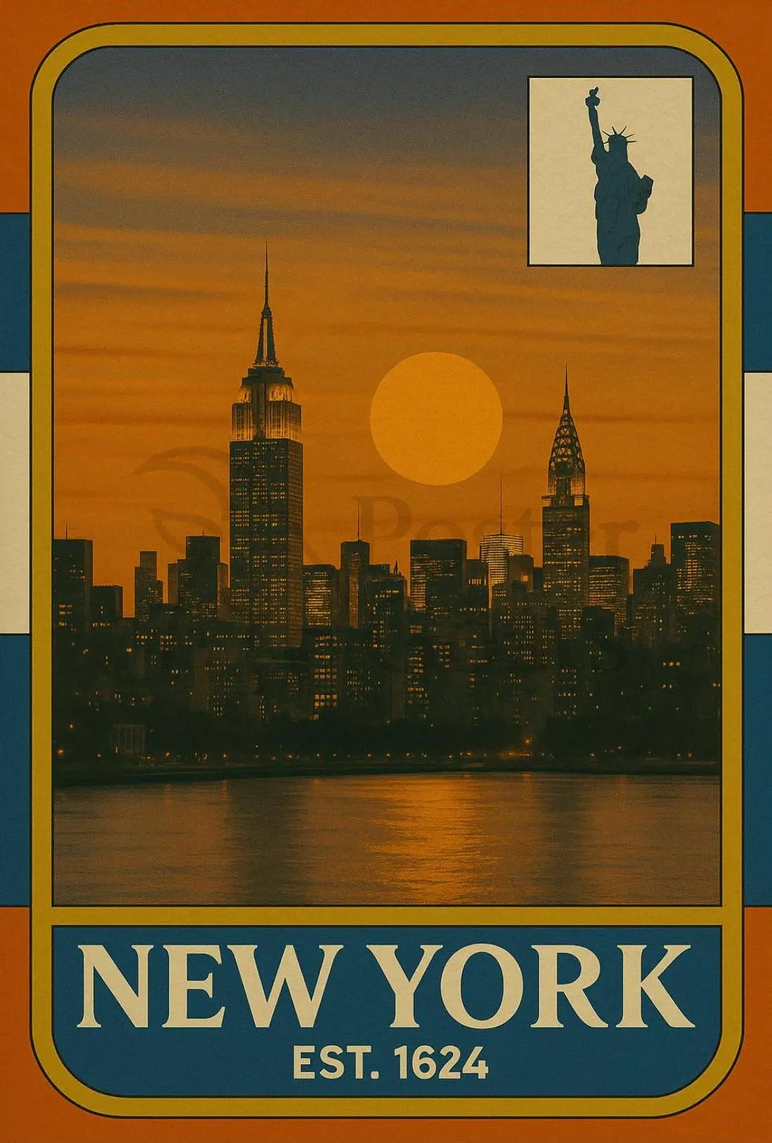 Vintage New York Skyline Nostalgia Travel Poster PosterGoat