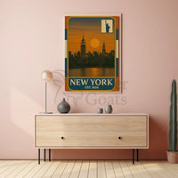 Vintage New York Skyline Nostalgia Travel Poster PosterGoat