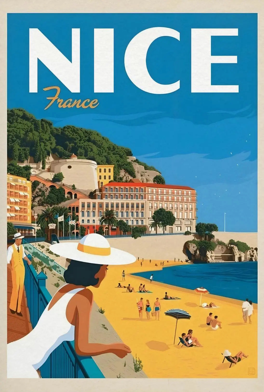 Vintage Nice France Travel Poster: French Riviera Charm PosterGoat