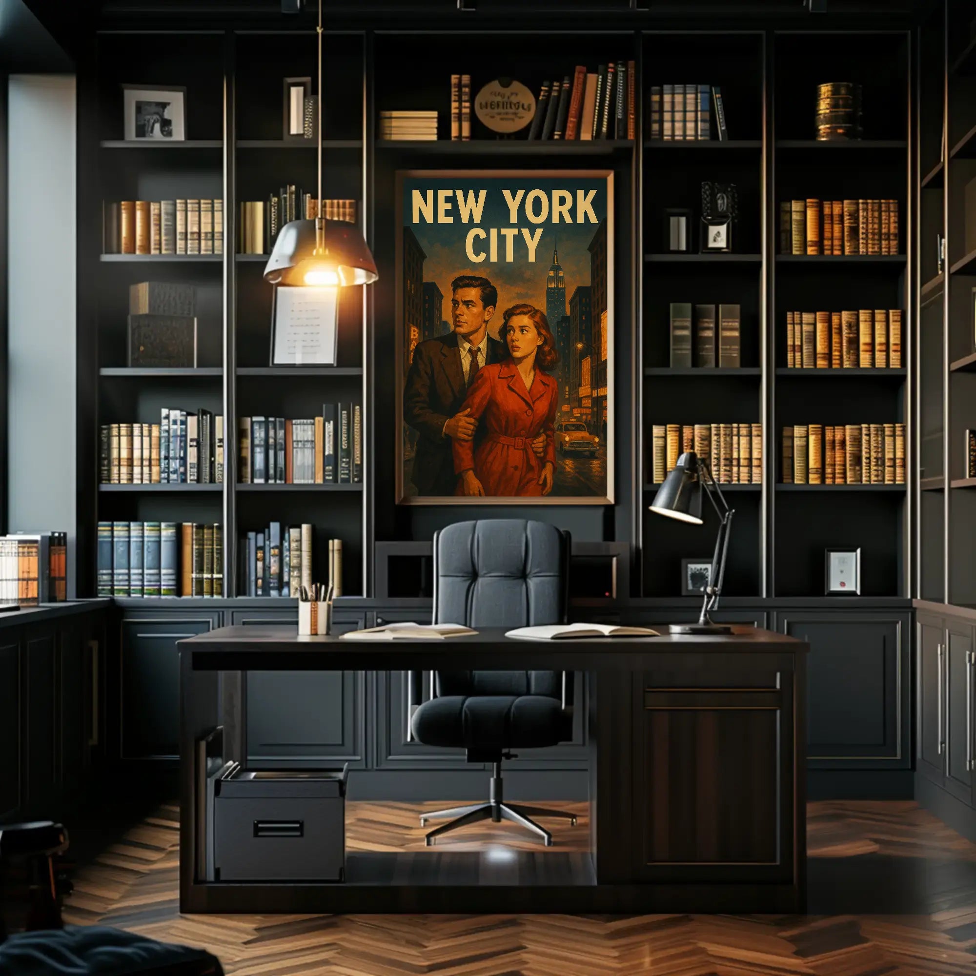 Vintage Noir New York City Drama Artistic Poster PosterGoat