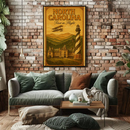 Vintage North Carolina Aviation Charm Travel Poster PosterGoat