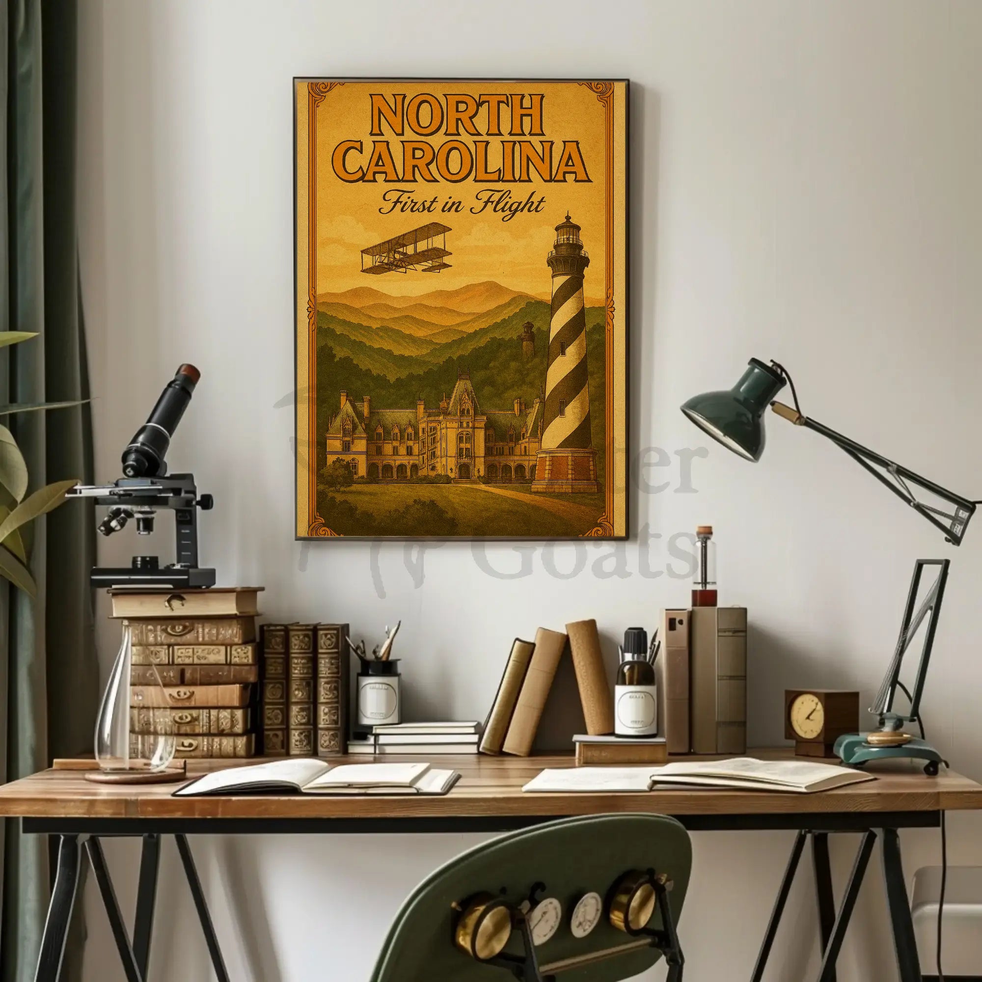 Vintage North Carolina Aviation Charm Travel Poster PosterGoat