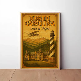Vintage North Carolina Aviation Charm Travel Poster PosterGoat