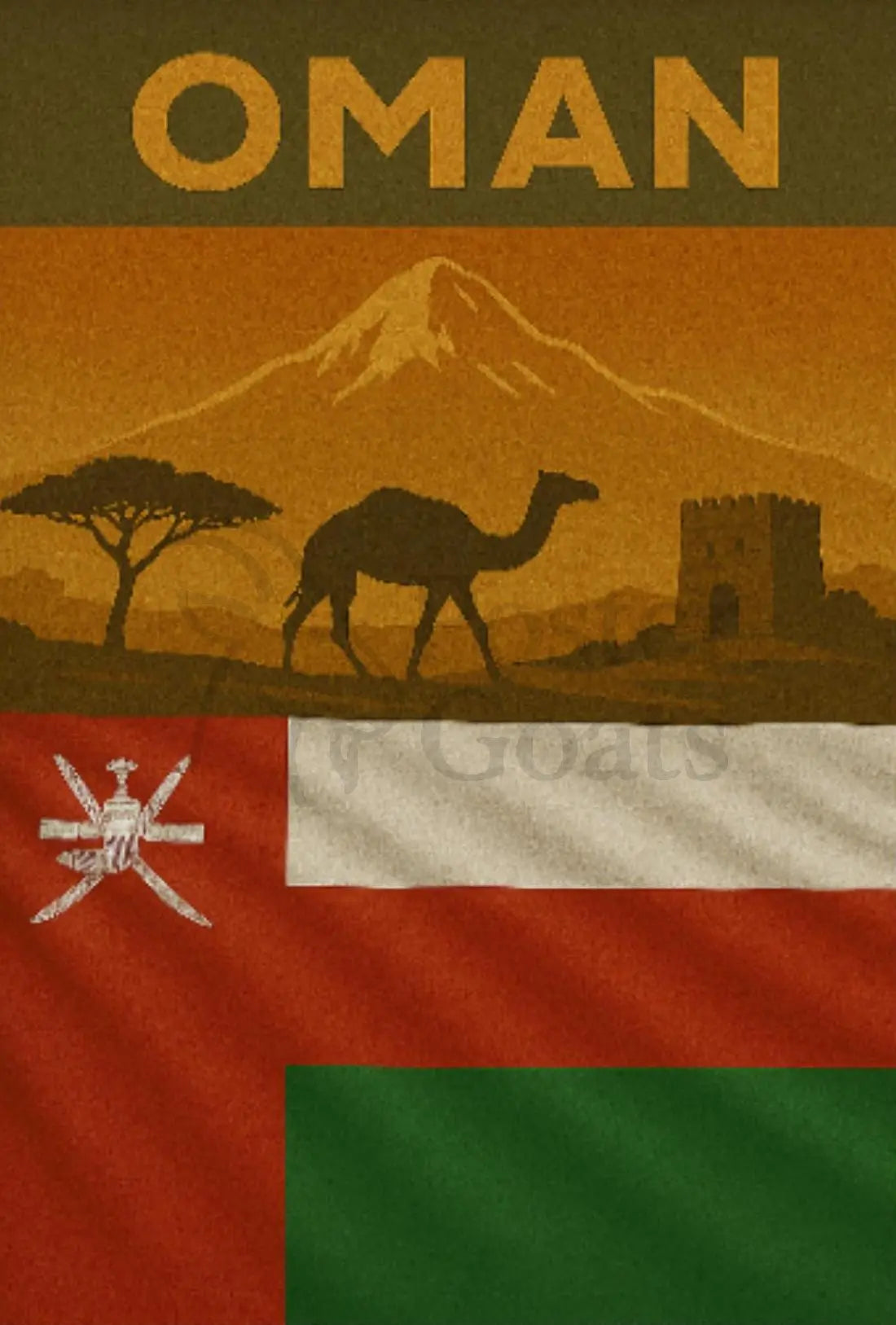 Vintage Oman Desert Scene Travel Poster PosterGoat