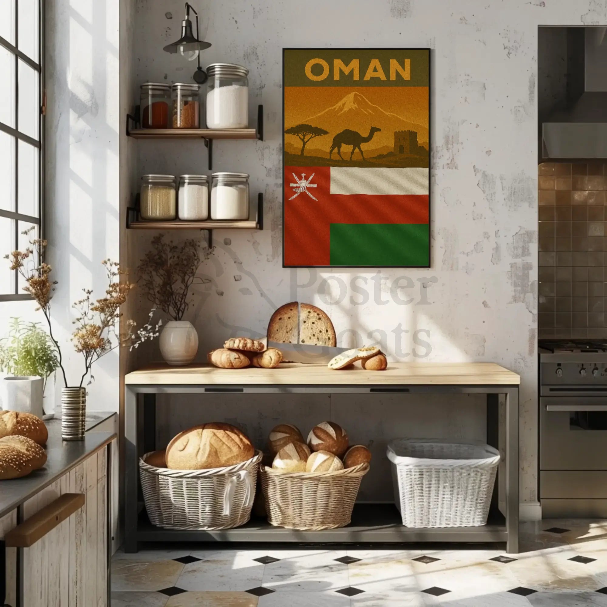 Vintage Oman Desert Scene Travel Poster PosterGoat