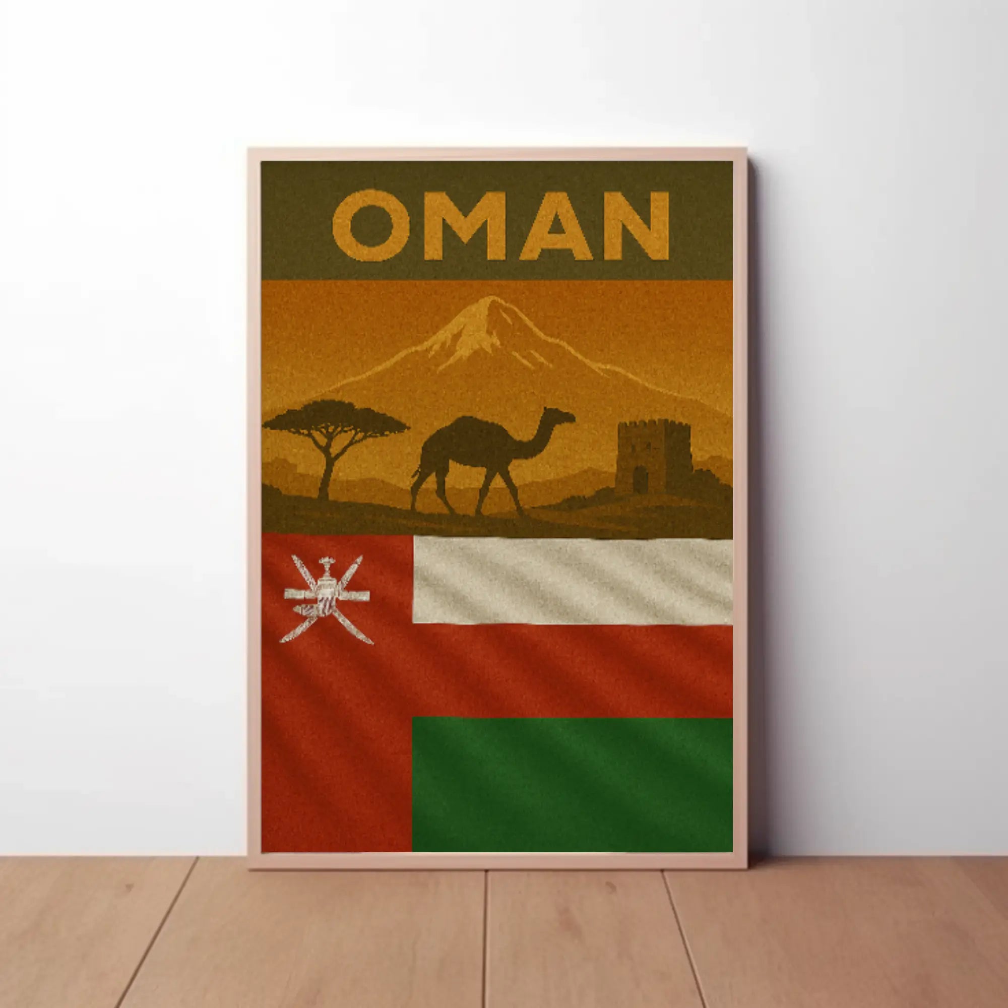 Vintage Oman Desert Scene Travel Poster PosterGoat
