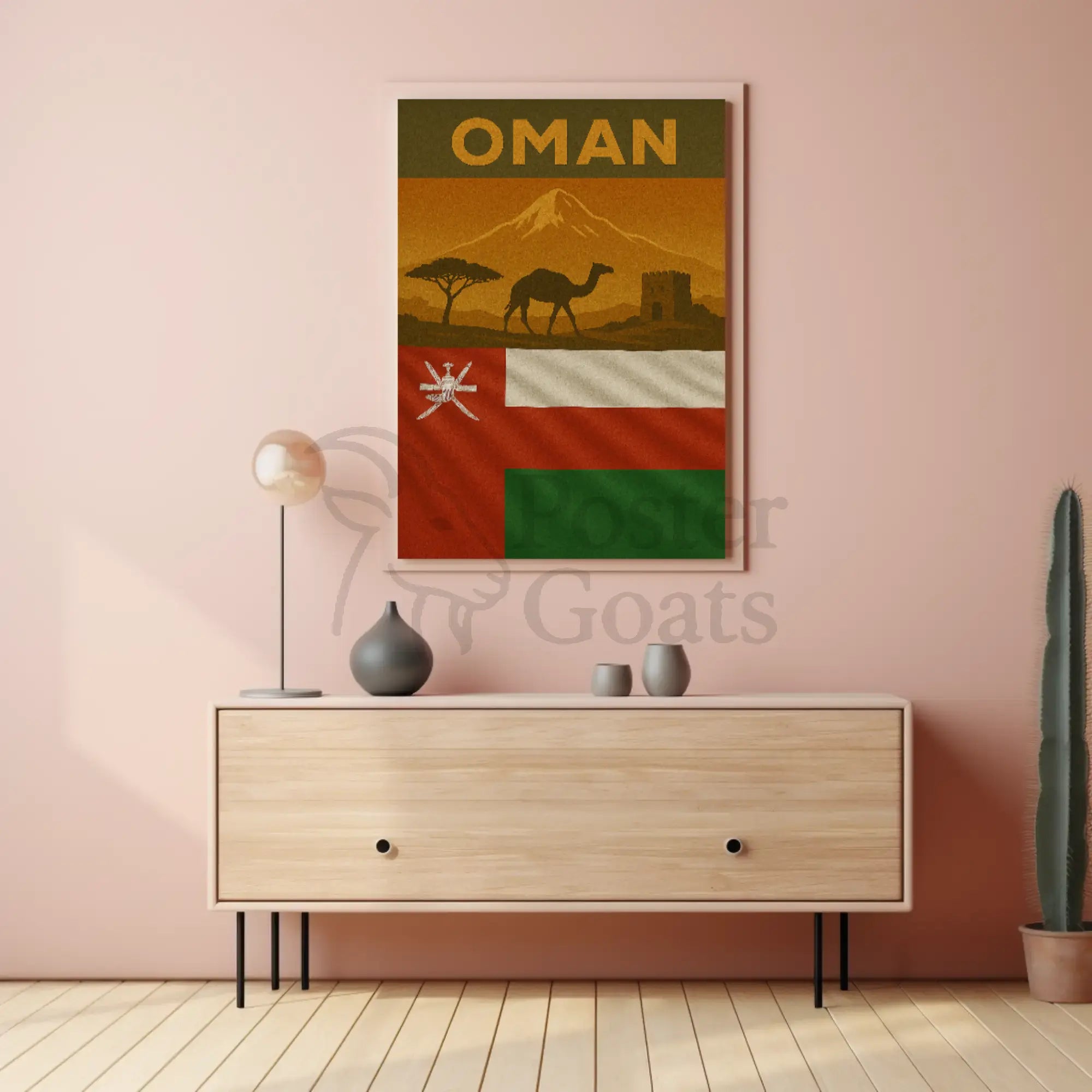 Vintage Oman Desert Scene Travel Poster PosterGoat