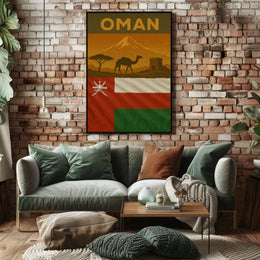 Vintage Oman Desert Scene Travel Poster PosterGoat