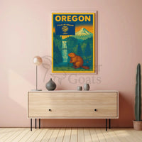 Vintage Oregon Travel Poster Featuring Iconic Natural Landmarks PosterGoat