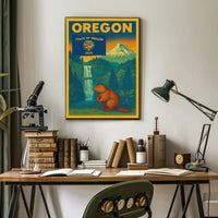 Vintage Oregon Travel Poster Featuring Iconic Natural Landmarks PosterGoat