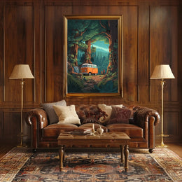 Vintage Outdoor Adventure with Camper Van Travel Poster PosterGoat