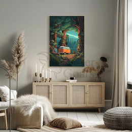 Vintage Outdoor Adventure with Camper Van Travel Poster PosterGoat