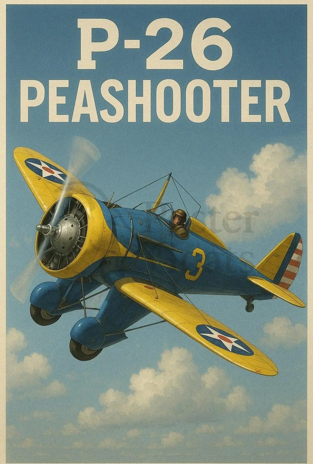 Vintage P-26 Peashooter Adventure Military Aviation Poster PosterGoat