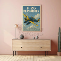Vintage P-26 Peashooter Adventure Military Aviation Poster PosterGoat