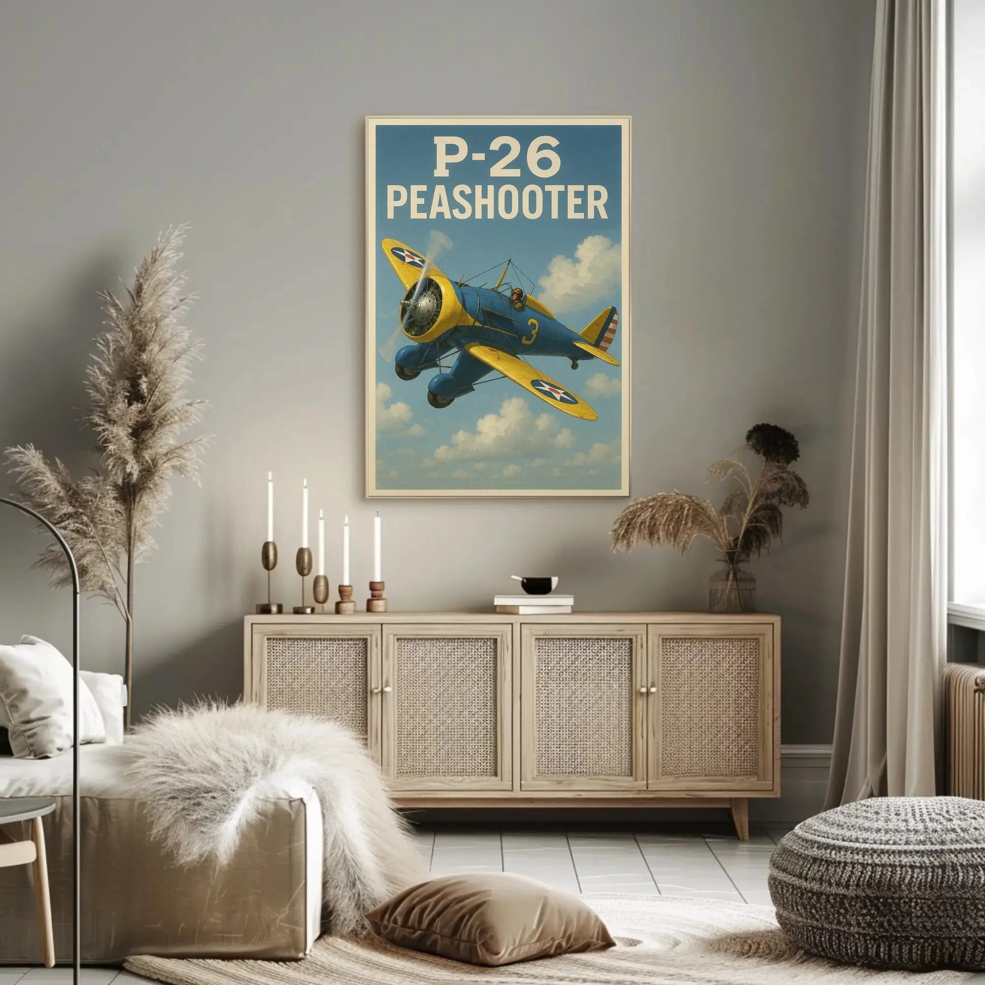 Vintage P-26 Peashooter Adventure Military Aviation Poster PosterGoat