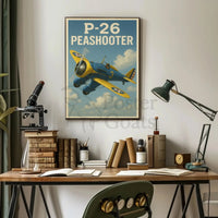 Vintage P-26 Peashooter Adventure Military Aviation Poster PosterGoat
