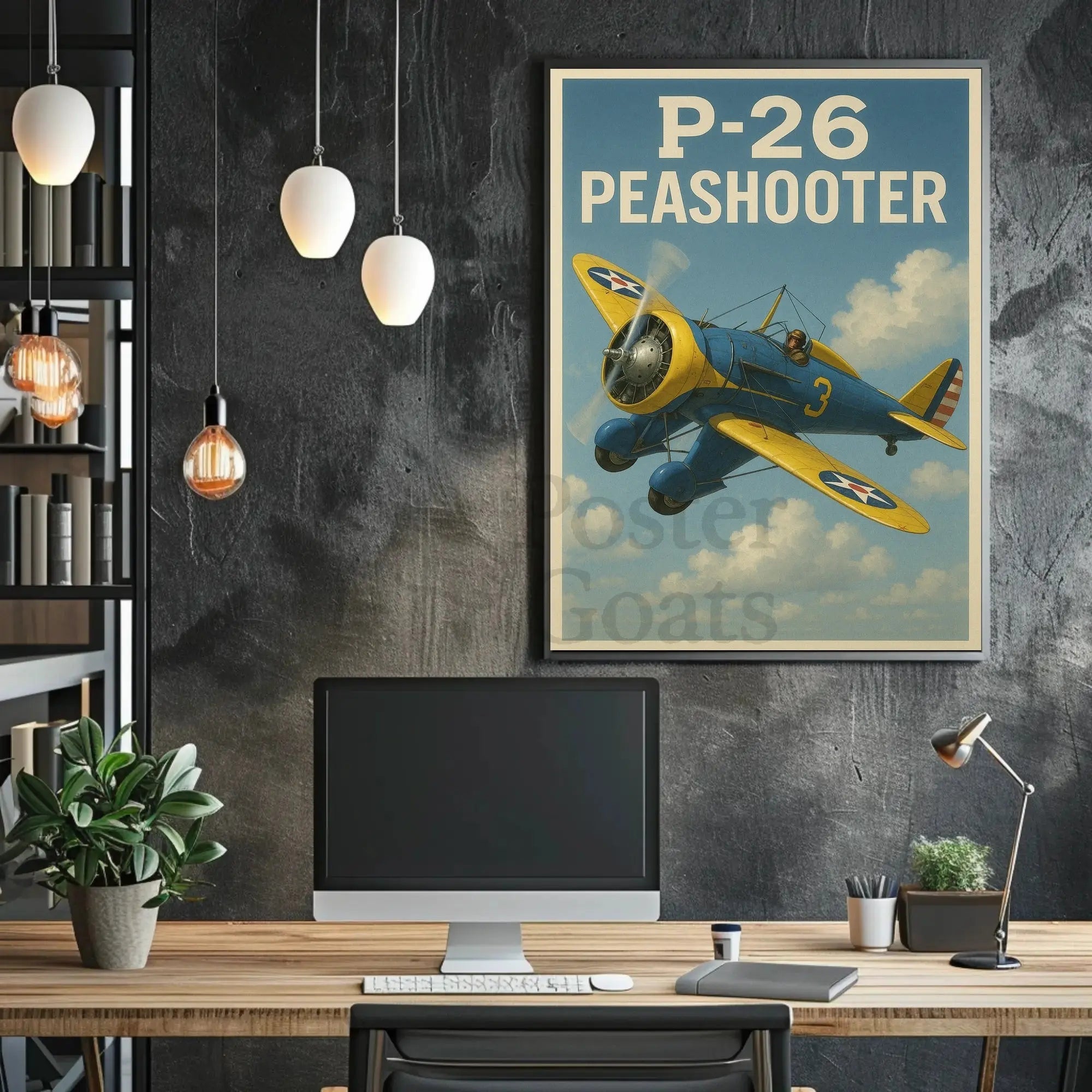 Vintage P-26 Peashooter Adventure Military Aviation Poster PosterGoat
