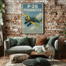 Vintage P-26 Peashooter Adventure Military Aviation Poster PosterGoat