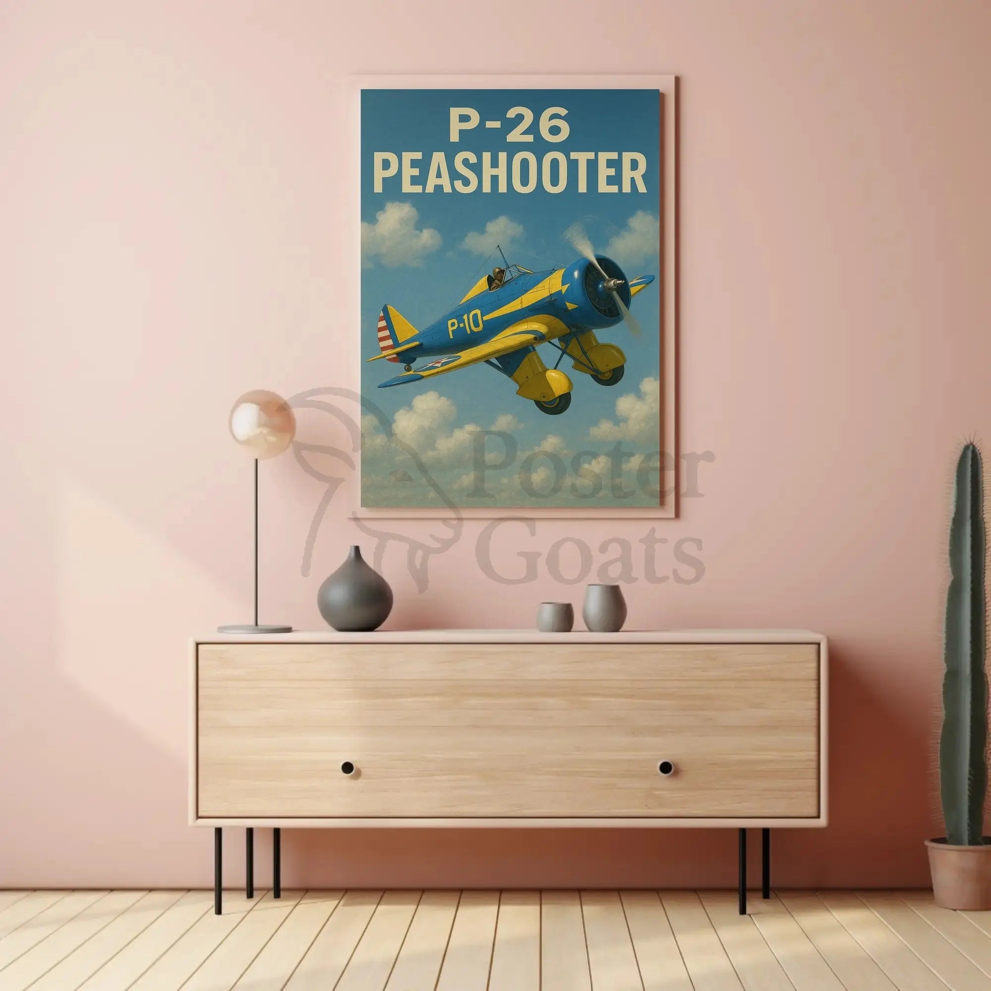 Vintage P-26 Peashooter Airplane Historical Aviation Poster PosterGoat
