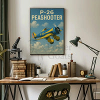 Vintage P-26 Peashooter Airplane Historical Aviation Poster PosterGoat
