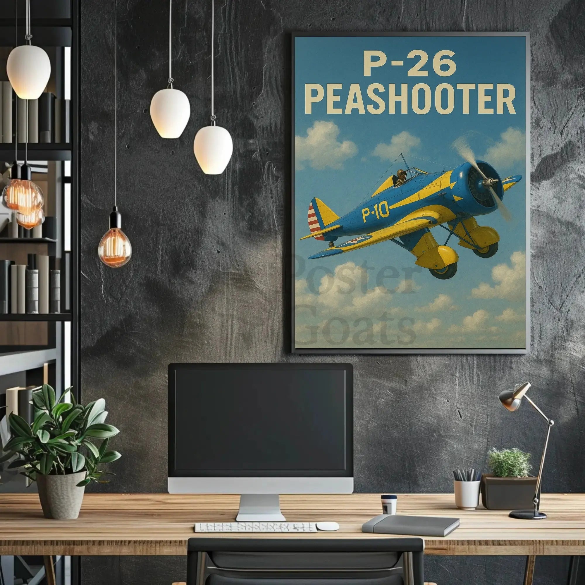 Vintage P-26 Peashooter Airplane Historical Aviation Poster PosterGoat