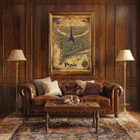 Vintage Paris Map with Eiffel Tower Travel Poster PosterGoat