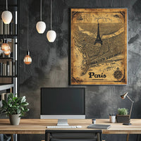 Vintage Paris Map with Eiffel Tower Travel Poster PosterGoat