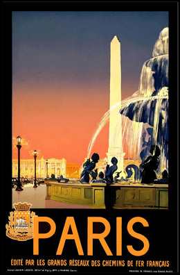 Vintage Parisian Obelisk Scene: Romantic Travel Poster PosterGoat