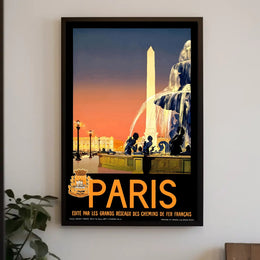 Vintage Parisian Obelisk Scene: Romantic Travel Poster PosterGoat