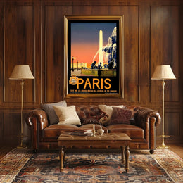 Vintage Parisian Obelisk Scene: Romantic Travel Poster PosterGoat