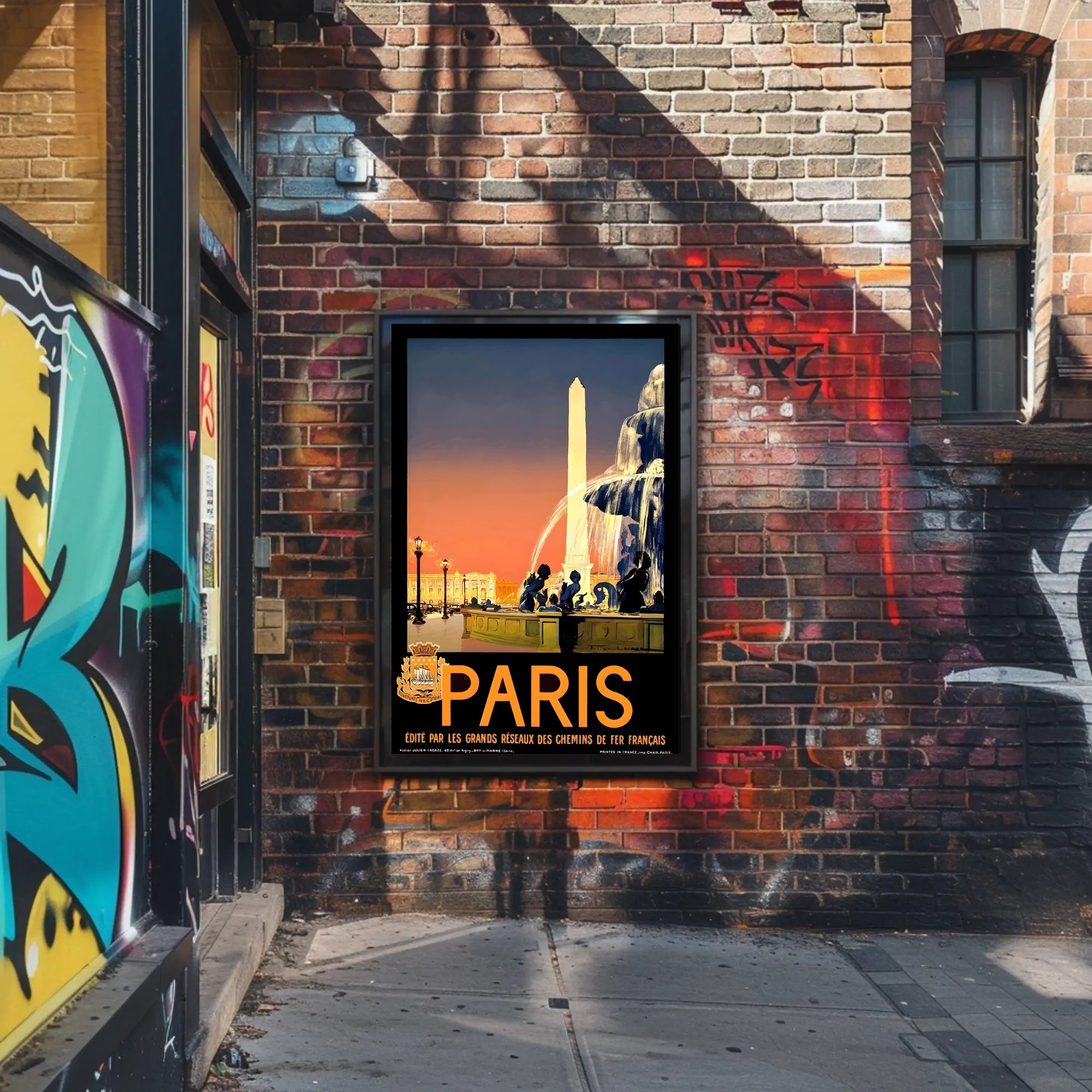Vintage Parisian Obelisk Scene: Romantic Travel Poster PosterGoat