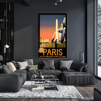 Vintage Parisian Obelisk Scene: Romantic Travel Poster PosterGoat