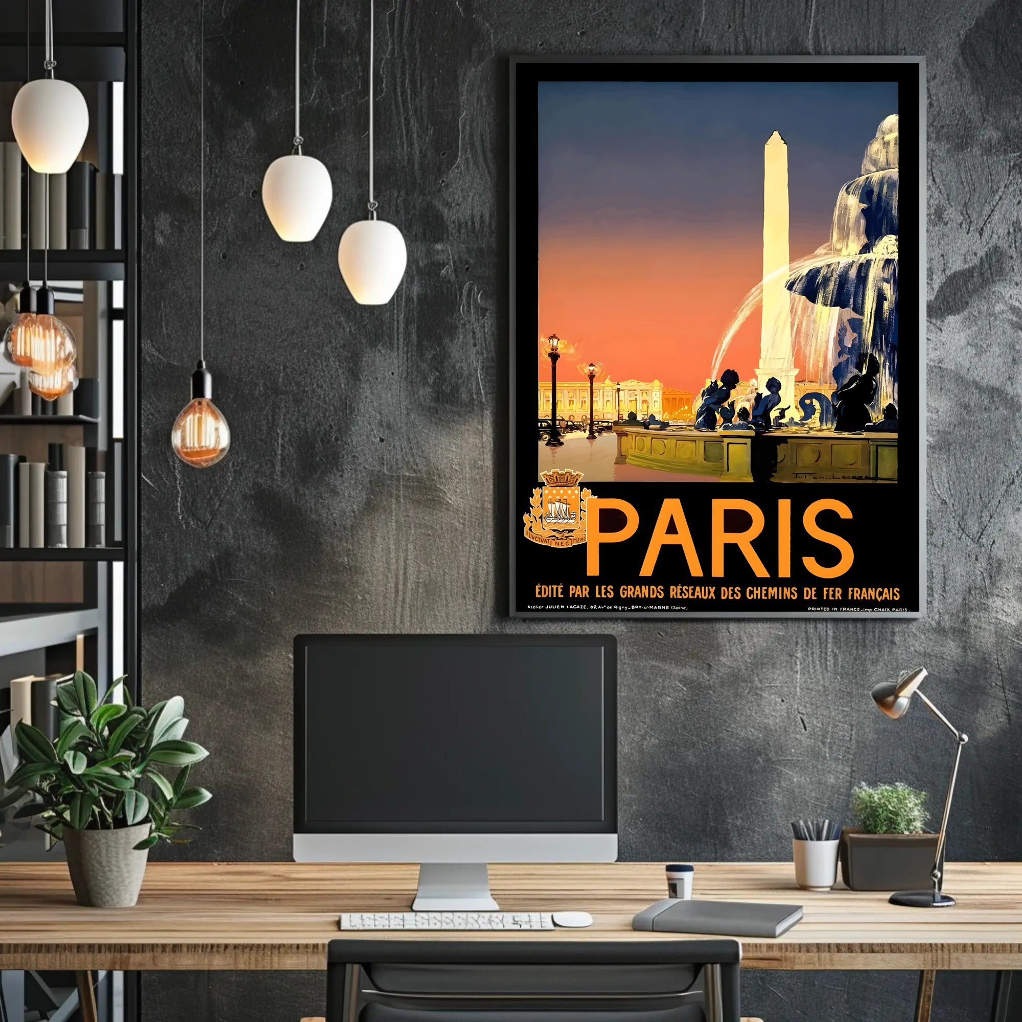 Vintage Parisian Obelisk Scene: Romantic Travel Poster PosterGoat
