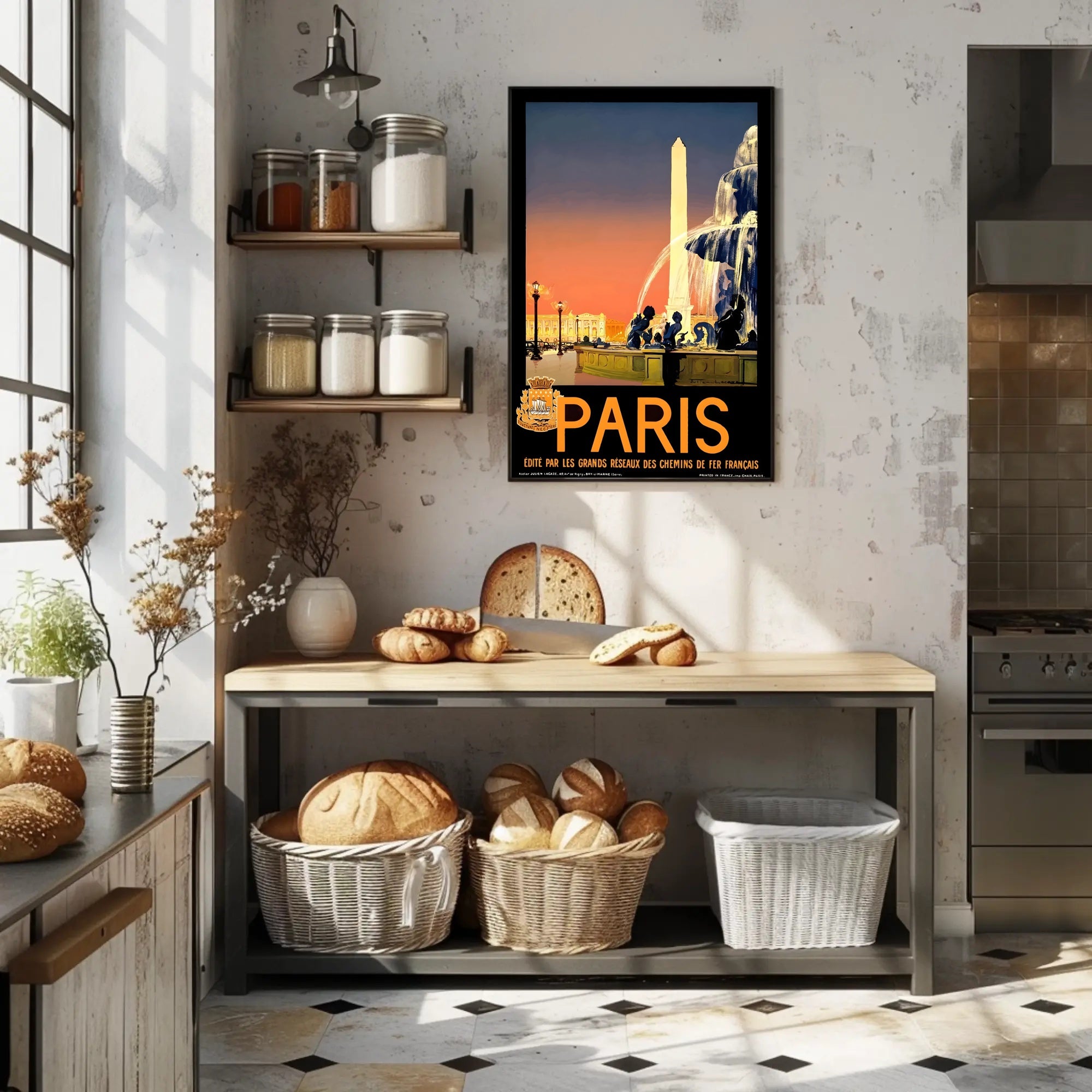 Vintage Parisian Obelisk Scene: Romantic Travel Poster PosterGoat