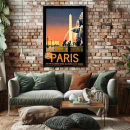 Vintage Parisian Obelisk Scene: Romantic Travel Poster PosterGoat