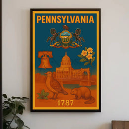 Vintage Pennsylvania 1787 Liberty Bell Heritage Poster PosterGoat