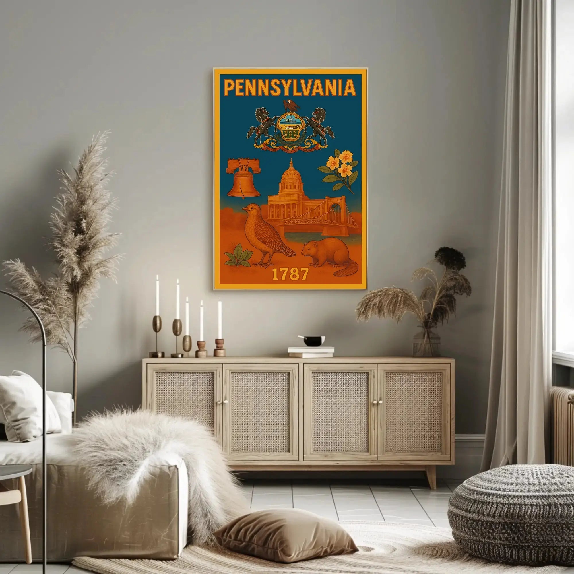 Vintage Pennsylvania 1787 Liberty Bell Heritage Poster PosterGoat