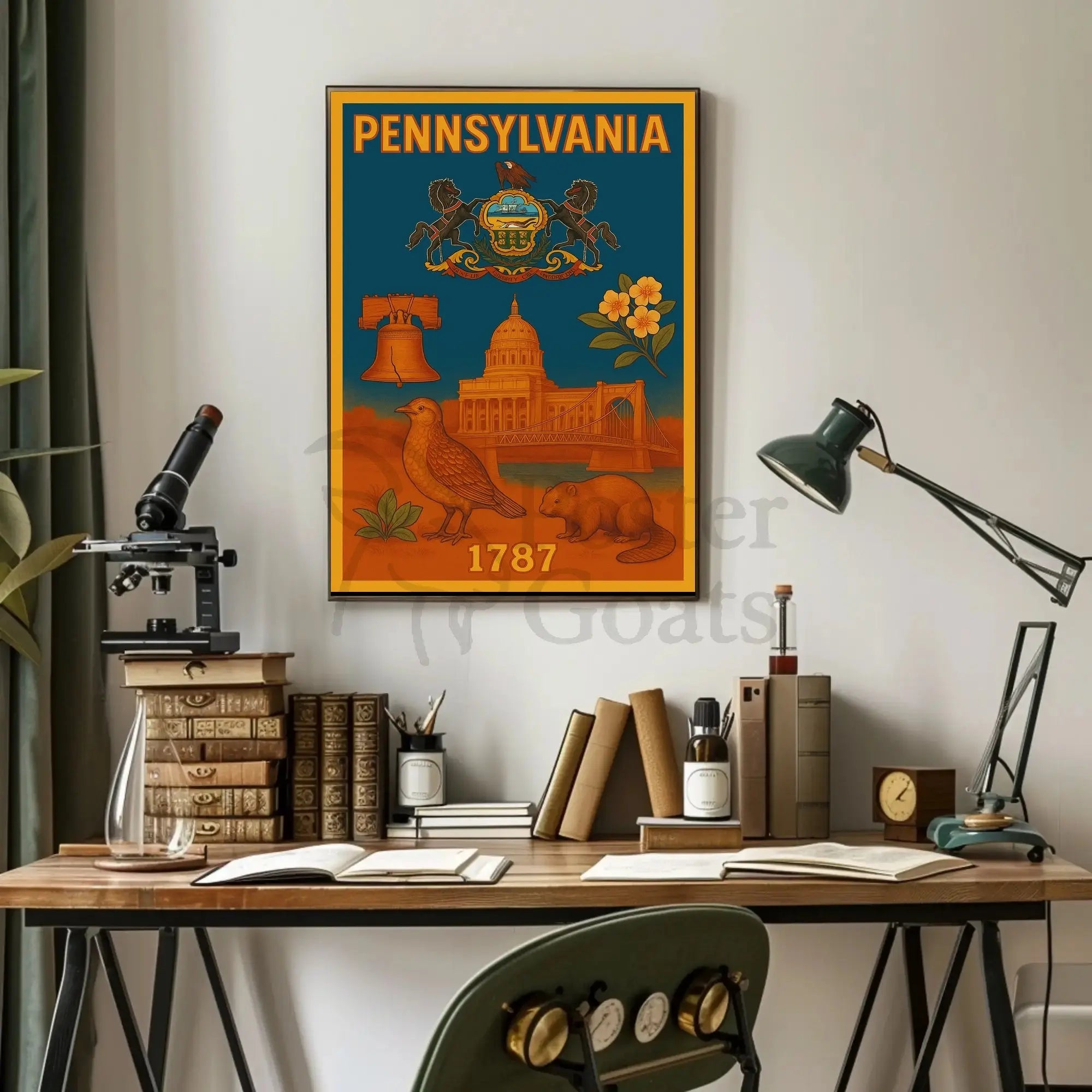 Vintage Pennsylvania 1787 Liberty Bell Heritage Poster PosterGoat