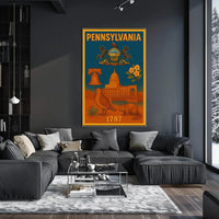 Vintage Pennsylvania 1787 Liberty Bell Heritage Poster PosterGoat