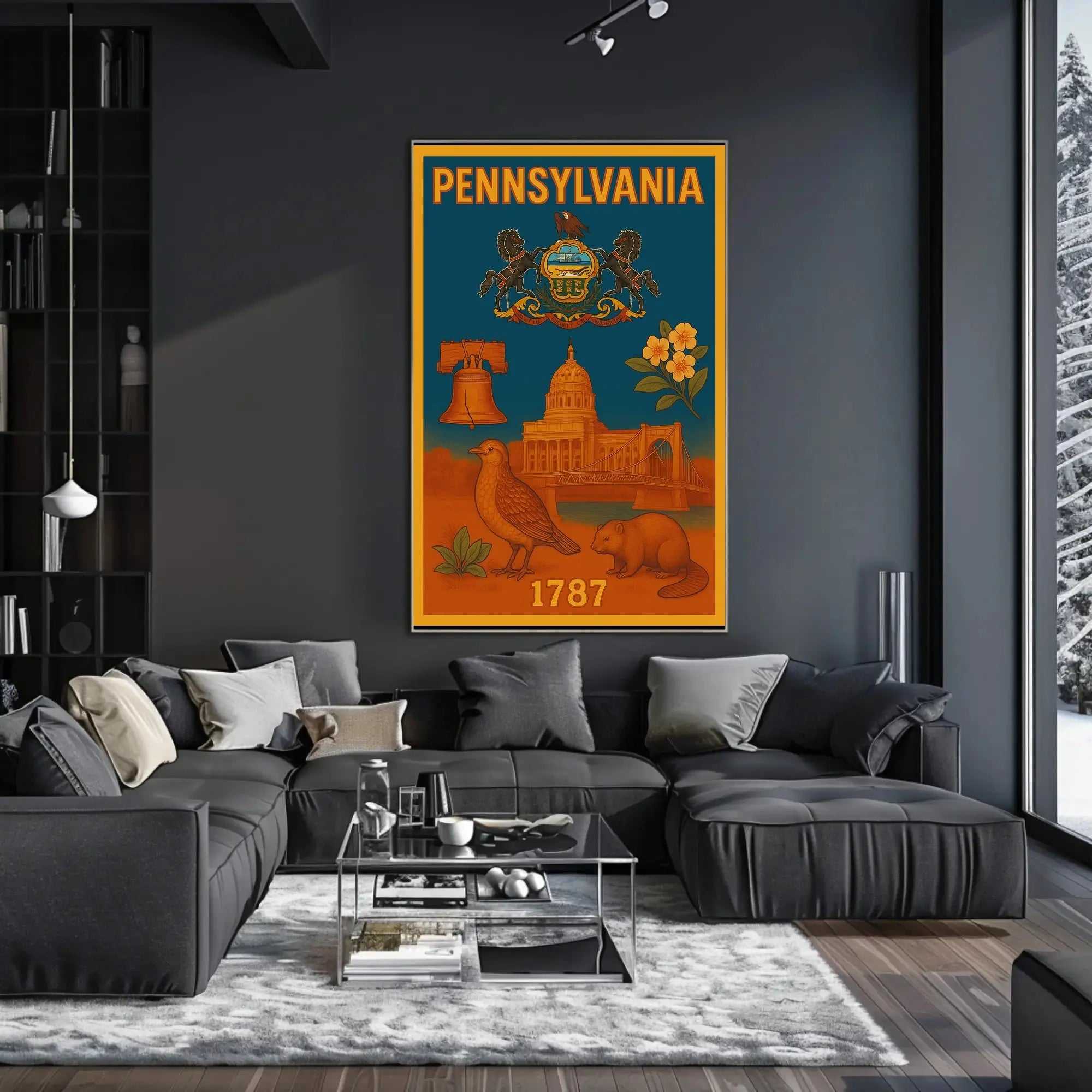 Vintage Pennsylvania 1787 Liberty Bell Heritage Poster PosterGoat