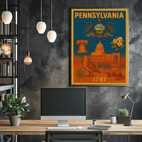 Vintage Pennsylvania 1787 Liberty Bell Heritage Poster PosterGoat