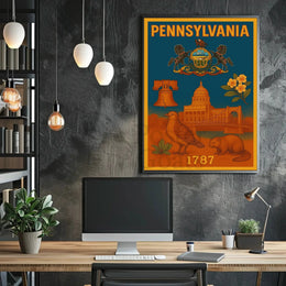 Vintage Pennsylvania 1787 Liberty Bell Heritage Poster PosterGoat