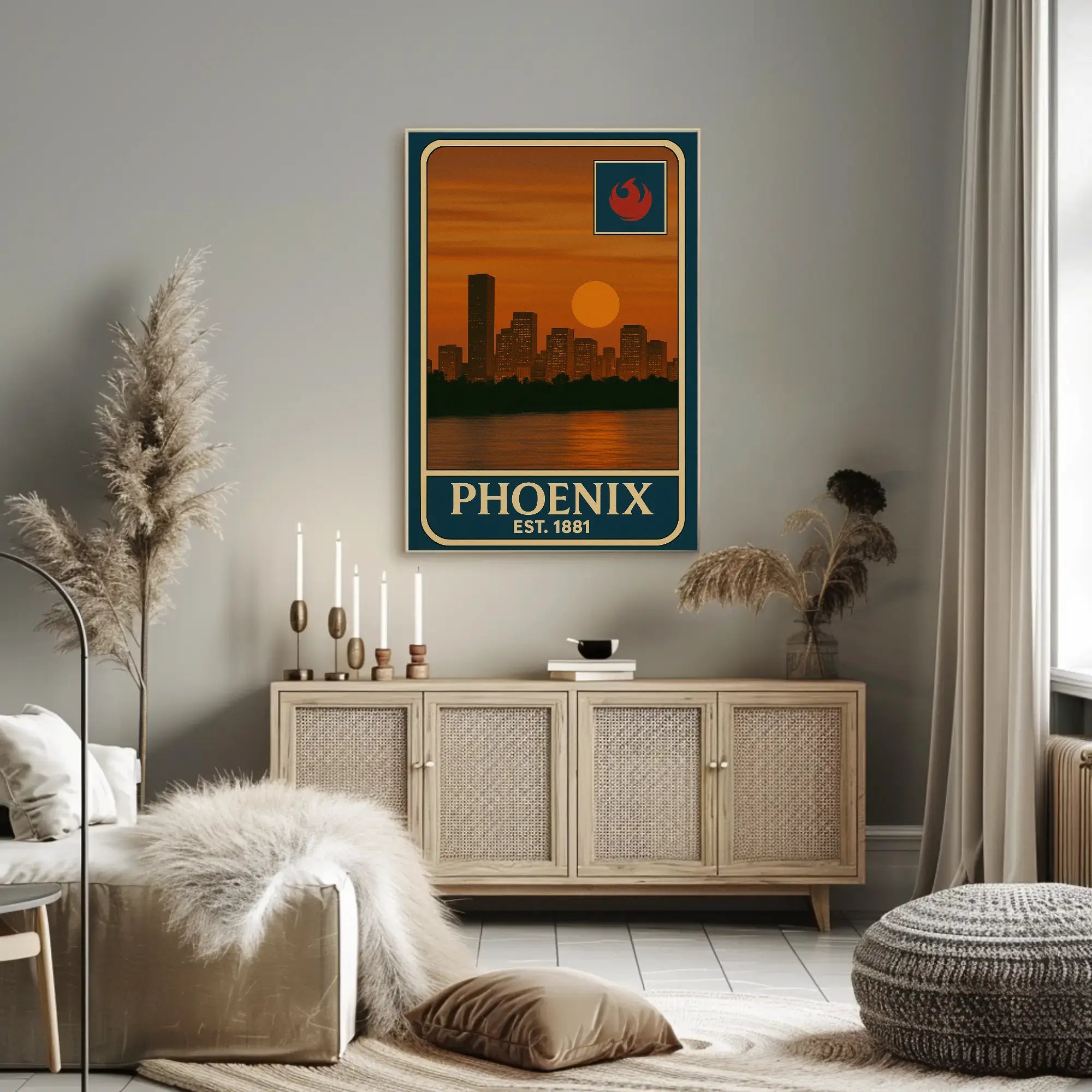 Vintage Phoenix Skyline Sunrise Travel Poster PosterGoat