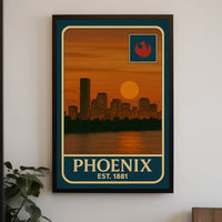 Vintage Phoenix Skyline Sunrise Travel Poster PosterGoat