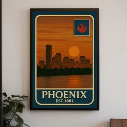 Vintage Phoenix Skyline Sunrise Travel Poster PosterGoat