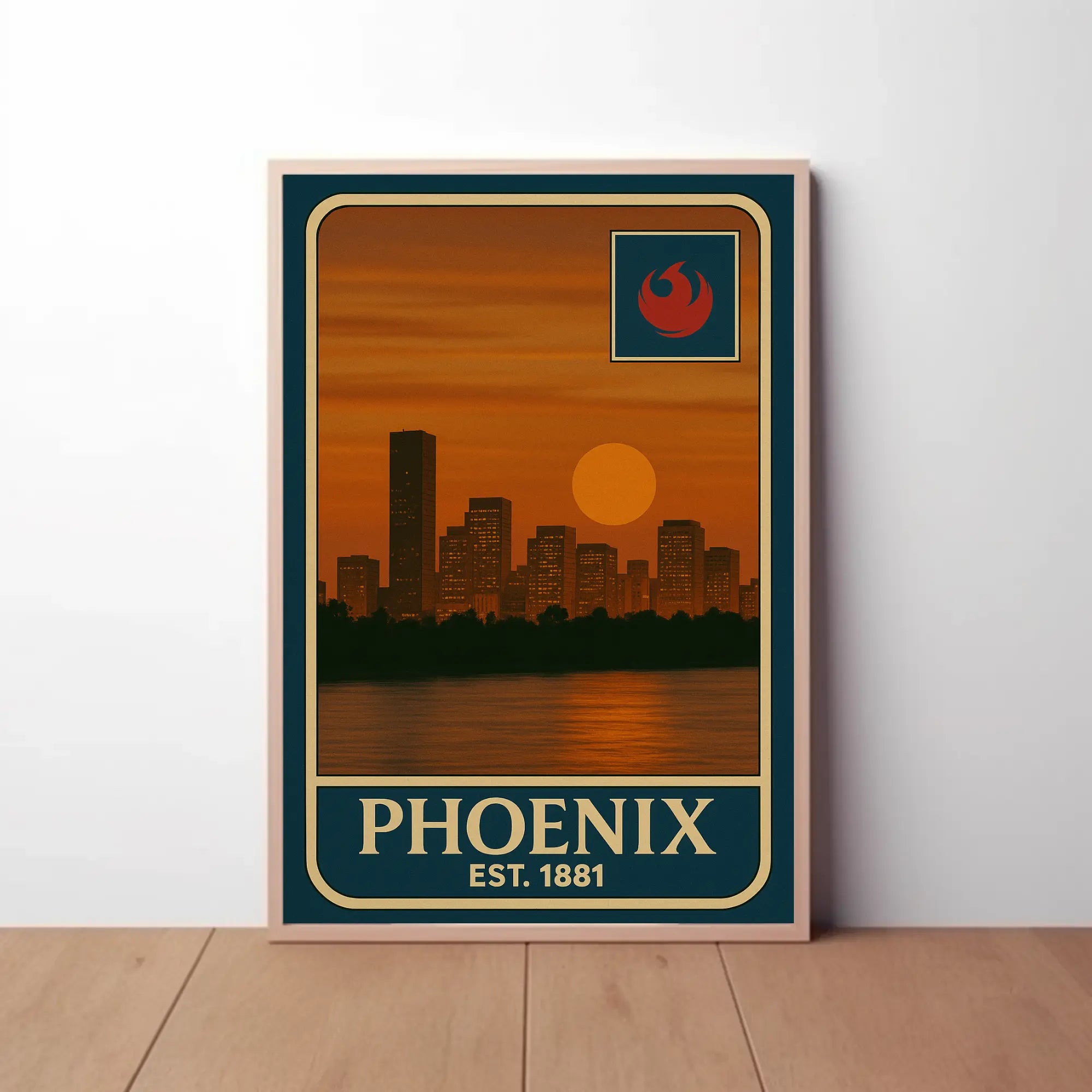 Vintage Phoenix Skyline Sunrise Travel Poster PosterGoat